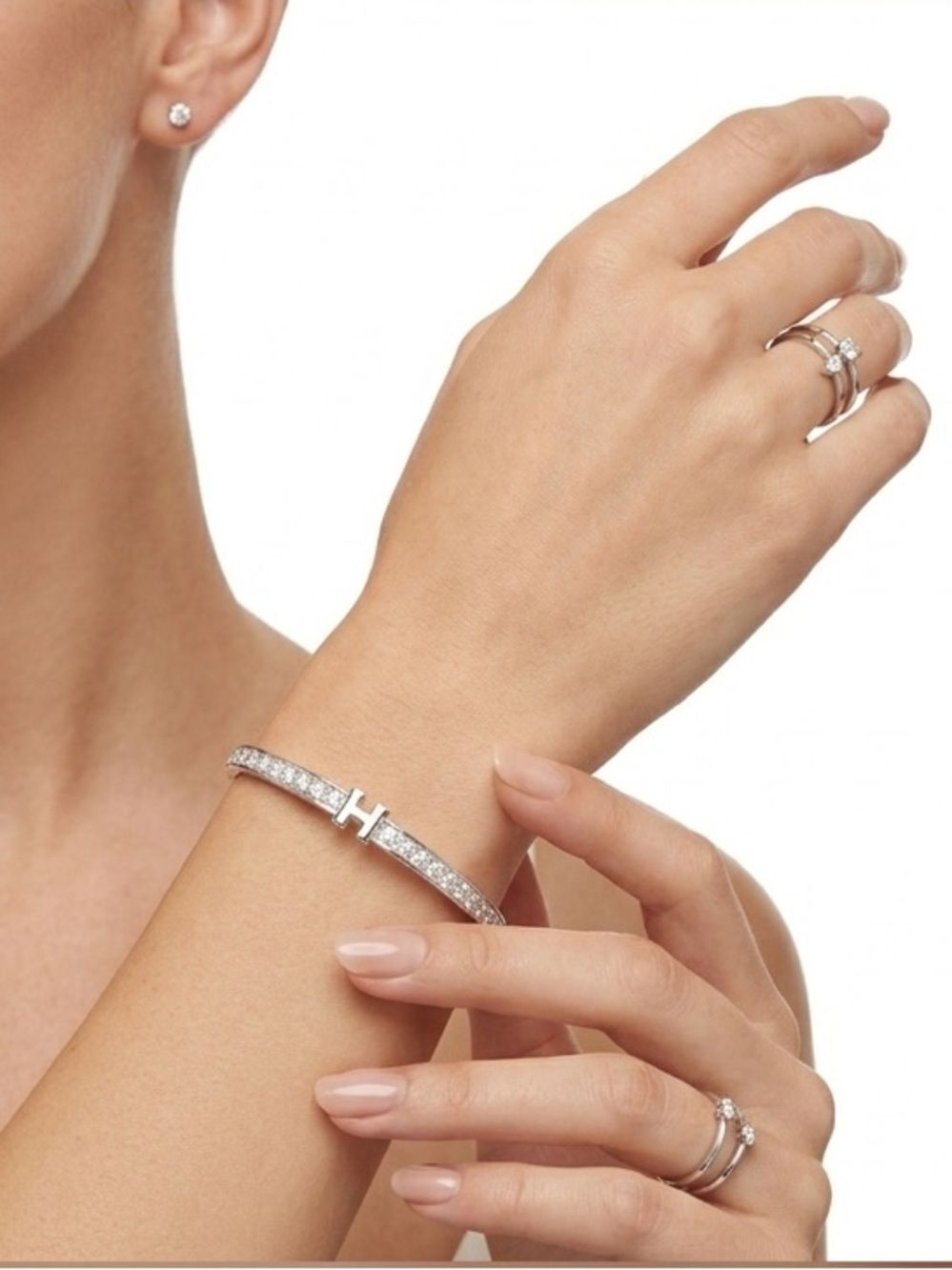 Silver Elegance NEW 'H' Cuff Bangle Bracelet with Box